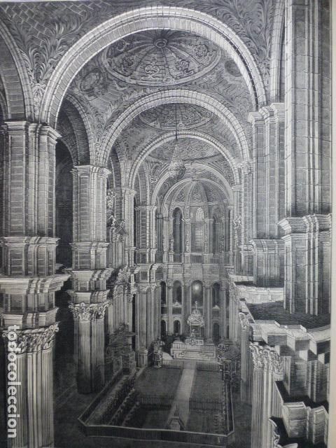 Kunst: MALAGA INTERIOR DE LA CATEDRAL ANTIGUO GRABADO XILOGRAFICO XILOGRAFIA 1887