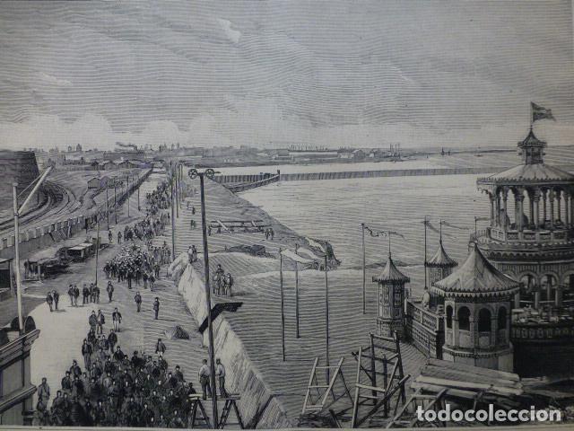 Kunst: CADIZ EXPOSICION MARITIMA NACIONAL ANTIGUO GRABADO XILOGRAFICO XILOGRAFIA 1887