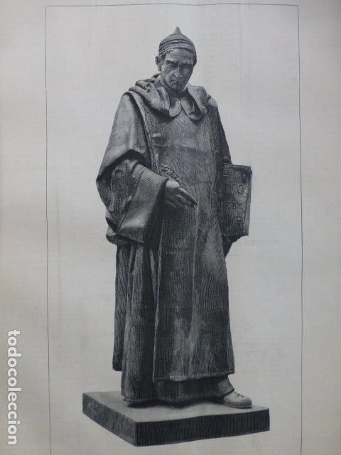 Arte: ORENSE FRAY JERONIMO BENITO FEIJOO ANTIGUO GRABADO XILOGRAFICO XILOGRAFIA 1887