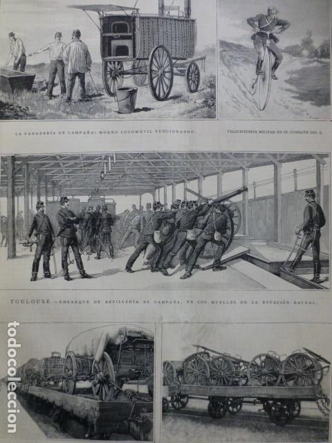 Art: FRANCIA MOVILIZACION DEL EJERCITO FRANCES ANTIGUO GRABADO XILOGRAFICO XILOGRAFIA 1887
