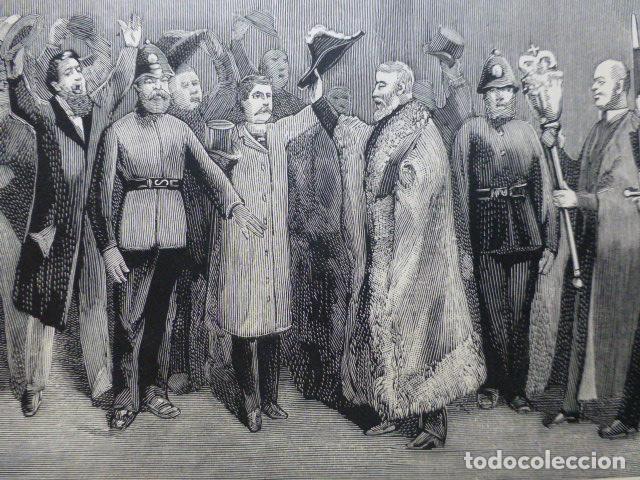 Art: DUBLIN IRLANDA PROCESO DE LORD MAYOR ANTIGUO GRABADO XILOGRAFICO XILOGRAFIA 1887