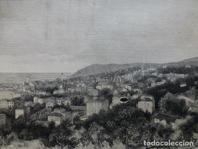 Kunst: SAN REMO ITALIA VISTA PANORAMICA ANTIGUO GRABADO XILOGRAFICO XILOGRAFIA 1887