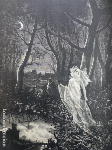 Arte: EL RAYO DE LUNA ANTIGUO GRABADO XILOGRAFICO XILOGRAFIA 1887