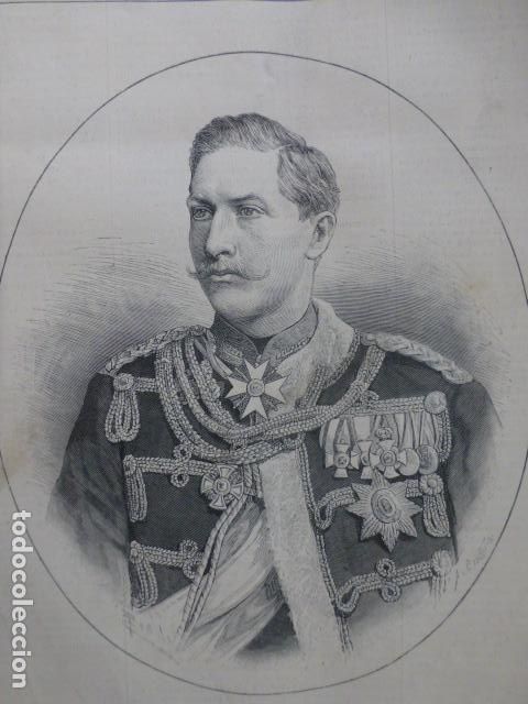 Kunst: FEDERICO GUILLERMO HIJO DEL PRINCIPE ALEMANIA ANTIGUO GRABADO XILOGRAFICO XILOGRAFIA 1887