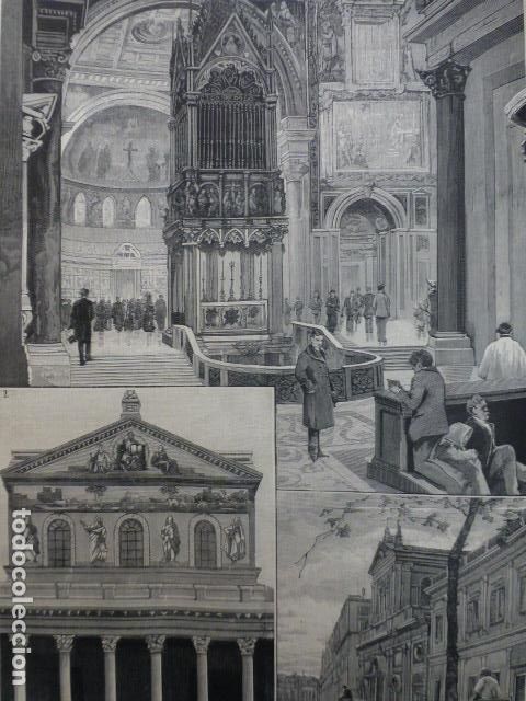 Kunst: ROMA ITALIA VARIOS APUNTES BASILICA LETRAN SAN PABLO ANTIGUO GRABADO XILOGRAFICO XILOGRAFIA 1887