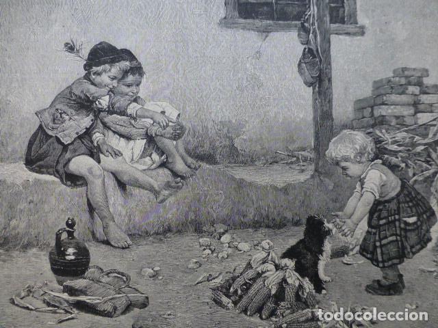 Arte: AHI AHI CUADRO DE PESKE GEZA ANTIGUO GRABADO XILOGRAFICO XILOGRAFIA 1887