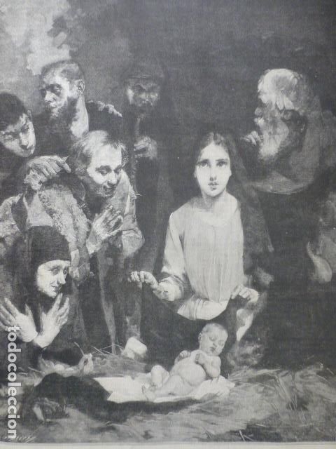 Art: LA ADORACION DE LOS PASTORES ANTIGUO GRABADO XILOGRAFICO XILOGRAFIA 1887