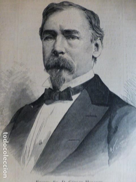 Arte: CARLOS HOLGUIN COLOMBIA PRIMER MINISTRO ANTIGUA XILOGRAFIA GRABADO XILOGRAFICO 1882