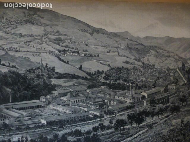 Arte: TRUBIA ASTURIAS VISTA DE LA FABRICA DE CA&Ntilde;ONES ANTIGUA XILOGRAFIA GRABADO XILOGRAFICO 1882