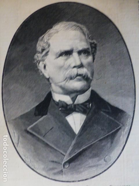 Arte: LUIS M. RUIZ DE SALAZAR PRESIDENTE SOCIEDAD HIDROGRAFICA ANTIGUA XILOGRAFIA GRABADO XILOGRAFICO 1882