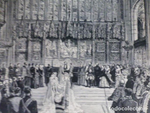 Arte: WINDSOR INGLATERRA BENDICI&Oacute;N NUPCIAL CAPILLA SAN JORGE ANTIGUA XILOGRAFIA GRABADO XILOGRAFICO 1882