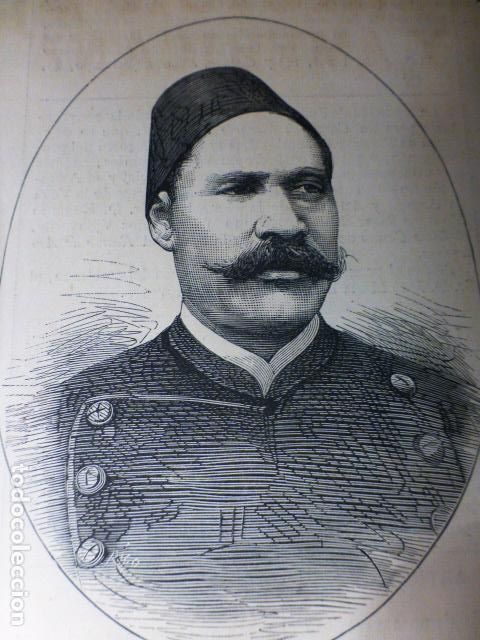 Art: EGIPTO ARANI PACHA MINISTRO DE GUERRA ANTIGUA XILOGRAFIA GRABADO XILOGRAFICO 1882