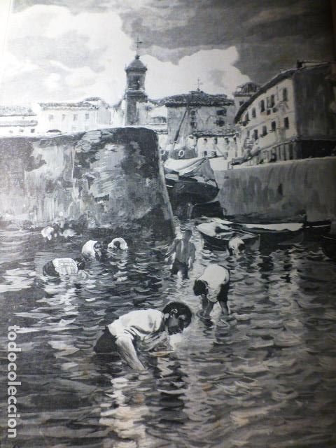 Art: LA PESCA DE LA ALMEJA CUADRO DE SOROLLA GRABADO XILOGRAFICO XILOGRAFIA 1892