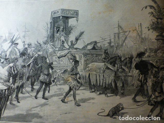 Art: GENOVA ITALIA CARROZA CABALGATA HISTORICA GRABADO XILOGRAFICO XILOGRAFIA 1892