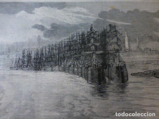 Arte: HAMBURGO ALEMANIA PARALIZACION COMERCIAL POR EL COLERA GRABADO XILOGRAFICO XILOGRAFIA 1892