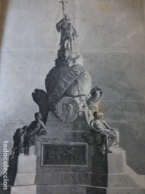 Arte: PROYECTO MONUMENTO A COLON LA HABANA VALLADOLID GRABADO XILOGRAFICO XILOGRAFIA 1892