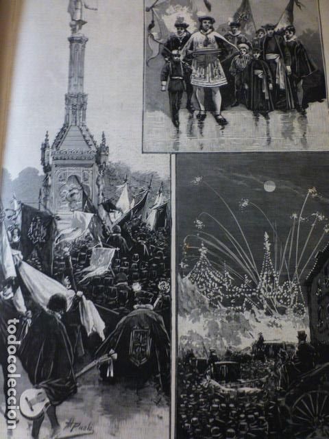 Kunst: MADRID FESTEJOS CENTENARIO AMERICA GRABADO XILOGRAFICO XILOGRAFIA 1892