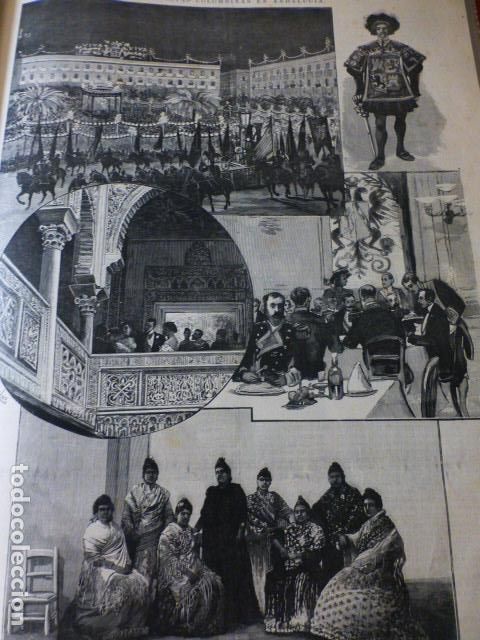 Kunst: SEVILLAS FIESTAS COLOMBINAS GRABADO XILOGRAFICO XILOGRAFIA 1892