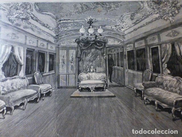 Kunst: TREN DE VIAJE DE LOS REYES DE PORTUGAL GRABADO XILOGRAFICO XILOGRAFIA 1892