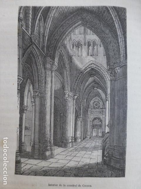 Arte: CUENCA INTERIOR DE LA CATEDRAL ANTIGUA XILOGRAFIA 1870 - Foto 1