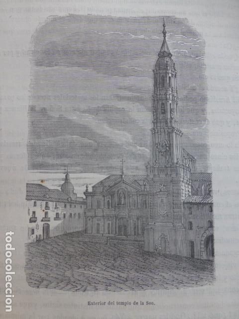 Kunst: ZARAGOZA LA SEO ANTIGUA XILOGRAFIA 1870