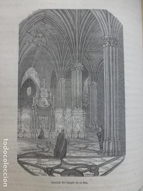 Arte: ZARAGOZA LA SEO ANTIGUA XILOGRAFIA 1870