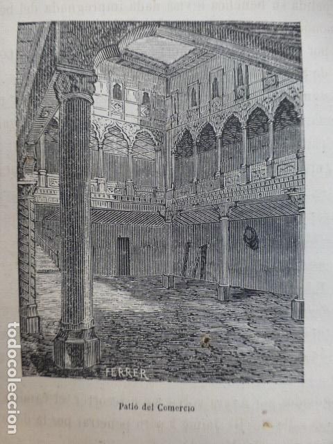 Art: ZARAGOZA PATIO DEL COMERCIO ANTIGUA XILOGRAFIA 1870