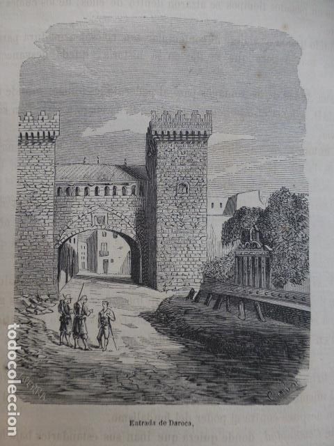 Art: DAROCA ZARAGOZA ENTRADA ANTIGUA XILOGRAFIA 1870