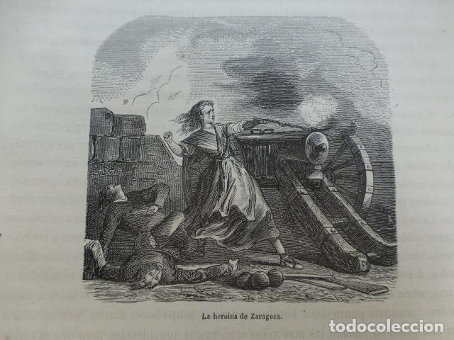 Arte: ZARAGOZA AGUSTINA DE ARAGON ANTIGUA XILOGRAFIA 1870