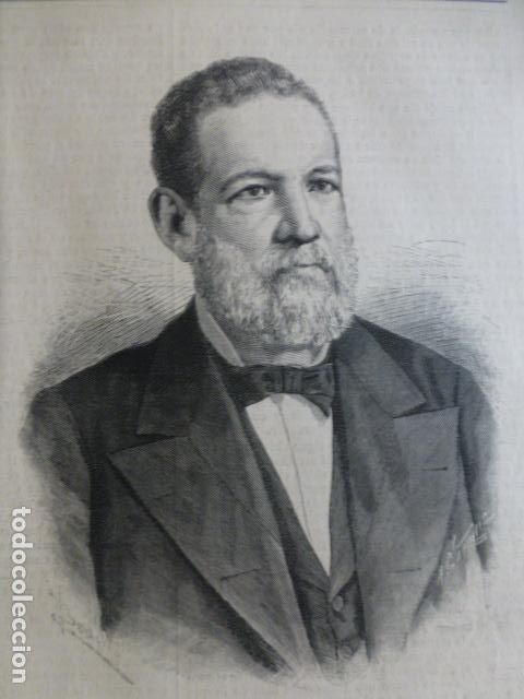 Arte: EVARISTO CARAZO PRESIDENTE DE NICARAGUA ANTIGUA XILOGRAFIA 1888