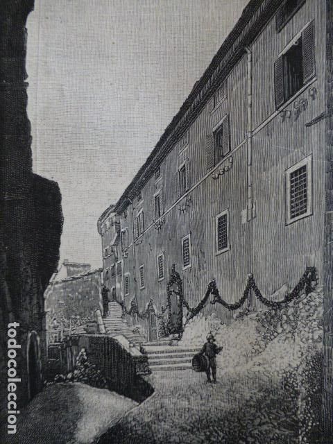 Kunst: CARPINETO ITALIA PALACIO DE LOS CONDES DE PECCI ANTIGUA XILOGRAFIA 1888