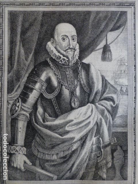 Arte: ALVARO BAZAN MARQUES DE SANTA CRUZ ANTIGUA XILOGRAFIA 1888