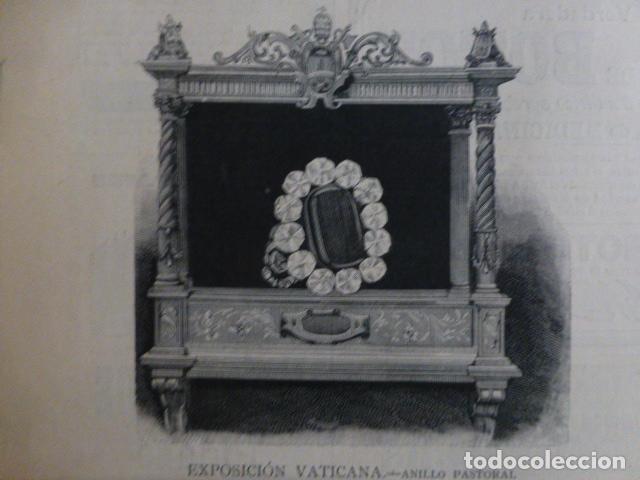 Arte: EXPOSICION VATICANA ANILLO PASTORAL ANTIGUA XILOGRAFIA 1888