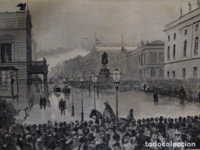 Arte: BERLIN ALEMANIA FALLECIMIENTO DEL EMPERADOR ANTIGUA XILOGRAFIA 1888