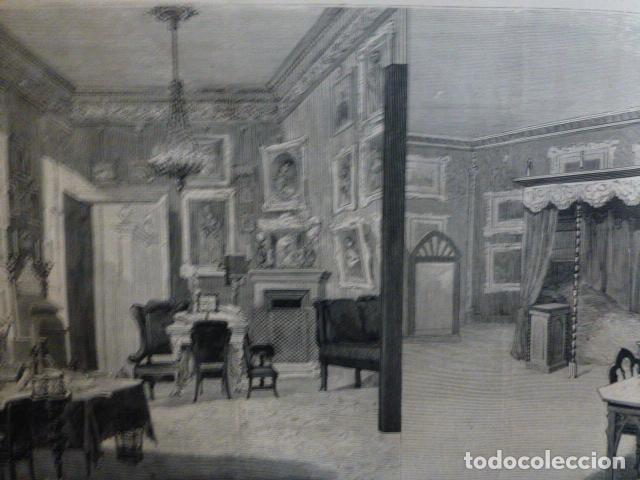 Arte: BERLIN ALEMANIA DESPACHO Y DORMITORIO DEL EMPERADOR GUILLERMO I ANTIGUA XILOGRAFIA 1888
