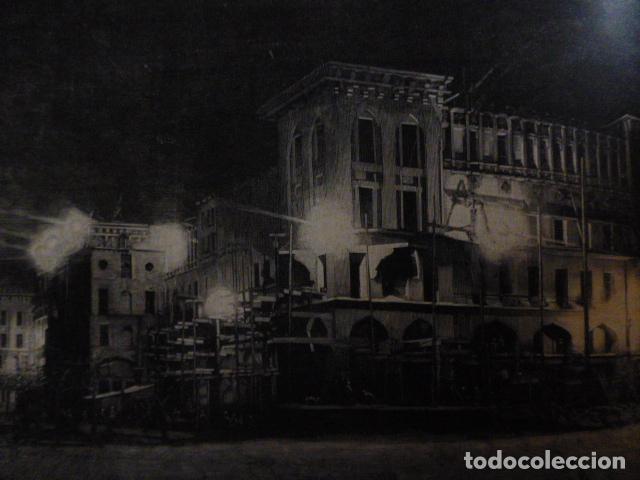 Arte: BARCELONA GRAN HOTEL INTERNACIONAL TRABAJOS NOCTURNOS ANTIGUA XILOGRAFIA 1888