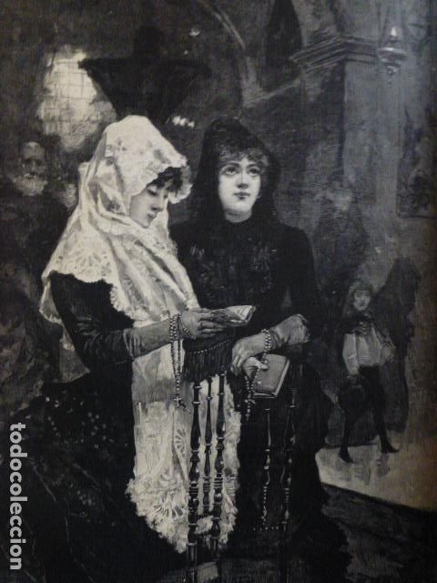 Arte: MADRID TIPOS Y COSTUMBRE JUEVES SANTO ANTIGUA XILOGRAFIA 1888