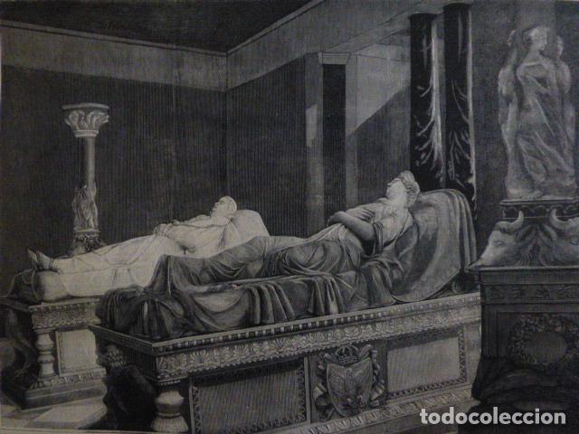 Arte: BERLIN SEPULCRO DEL EMPERADOR EN CHARLOTTENBURG ANTIGUA XILOGRAFIA 1888