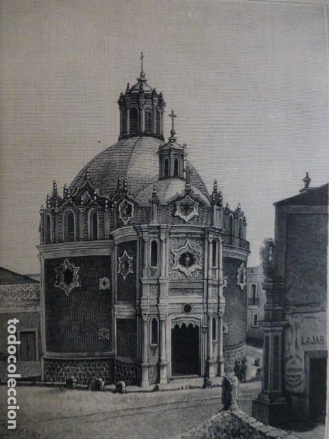 Arte: GUADALUPE MEXICO CAPILLA DEL POCITO ANTIGUA XILOGRAFIA 1888
