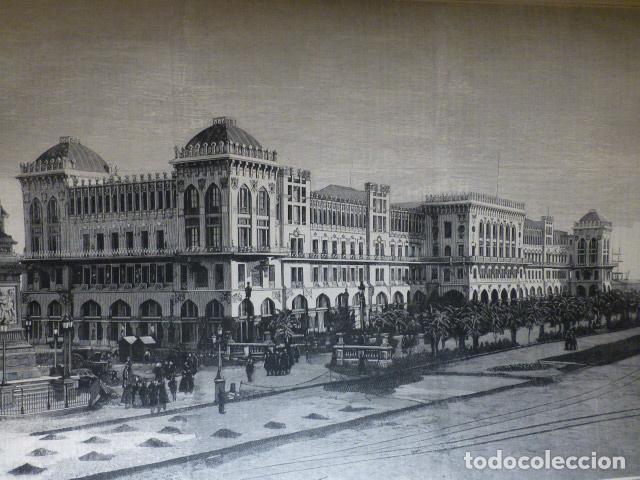 Arte: BARCELONA EXPOSICION UNIVERSAL GRAN HOTEL INTERNACIONAL ANTIGUA XILOGRAFIA 1888