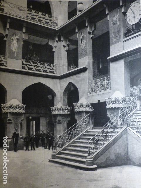 Arte: BARCELONA EXPOSICION UNIVERSAL GRAN HOTEL INTERNACIONAL ANTIGUA XILOGRAFIA 1888