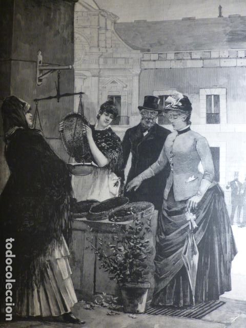 Arte: MADRID TIPOS POPULARES LA FRESERA ANTIGUA XILOGRAFIA 1888