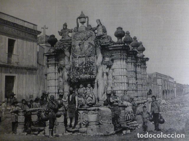 Arte: MEJICO ANTIGUA FUENTE DEL SALTO DE AGUA ANTIGUA XILOGRAFIA 1888
