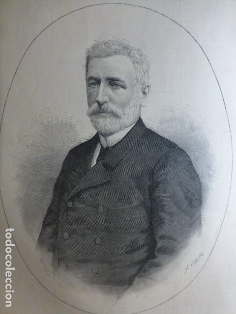 Arte: EUGENIO MONTERO RIOS PRESIDENTE DEL TRIBUNAL SUPREMO ANTIGUA XILOGRAFIA 1888