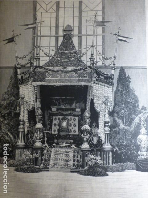 Arte: BARCELONA EXPOSICION UNIVERSAL TRONO DE HUNGRIA ANTIGUA XILOGRAFIA 1888