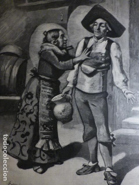 Arte: SALAMANCA TIPOS CHARROS POR ARAUJO DE DOMINGO A DOMINGO ANTIGUA XILOGRAFIA 1888