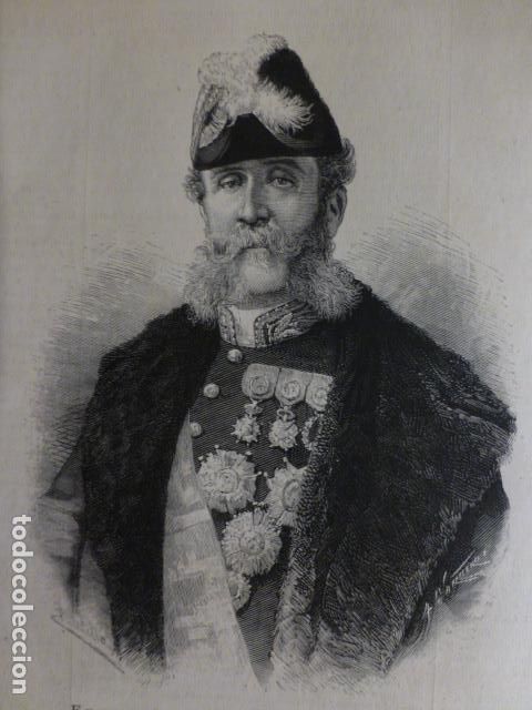 Arte: ECUADOR ANTONIO FLORES PRESIDENTE DE LA REPUBLICA ANTIGUA XILOGRAFIA 1888