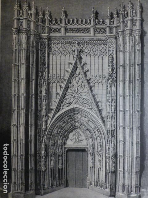 Arte: SEVILLA FACHADA DE SAN CRISTOBAL LA CATEDRAL ANTIGUA XILOGRAFIA 1888