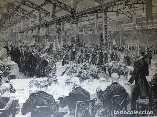Arte: PARIS BANQUETE A LOS MAIRES EN CHAMP DE MARS ANTIGUA XILOGRAF&Iacute;A 1888