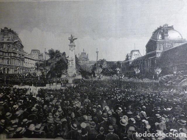 Arte: PARIS INAUGURACION MEMORIAL A GAMBETTA ANTIGUA XILOGRAF&Iacute;A 1888